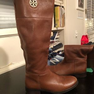Tory Burch Brown Leather Riding Boots